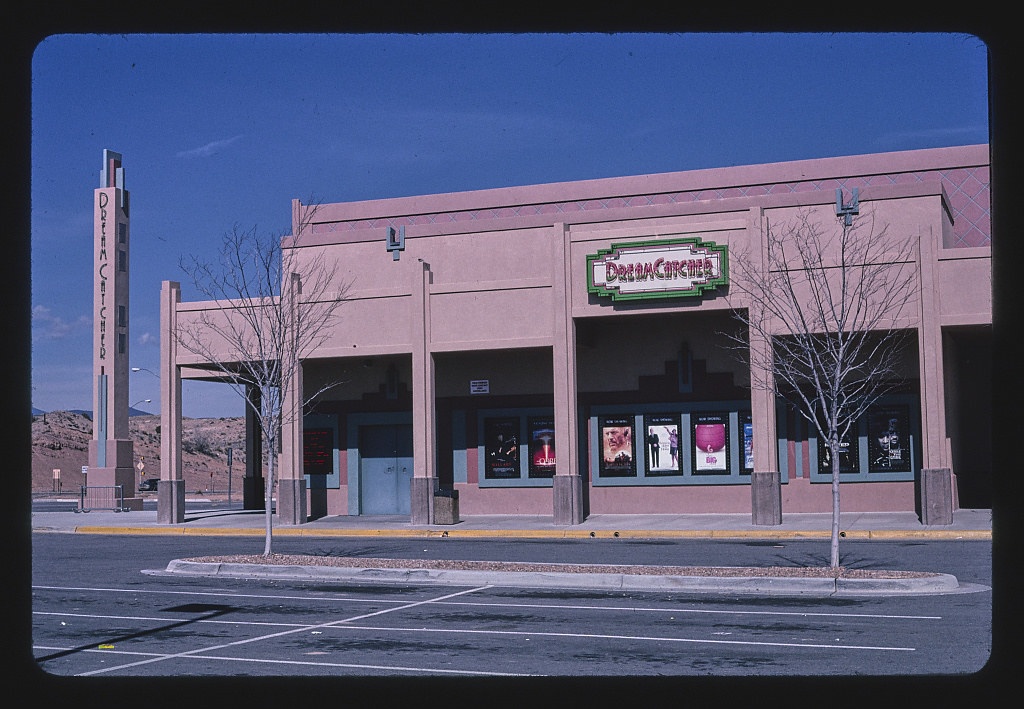 Dream Catcher Theater (a contemporary multiplex), angle 2, Route 285, Espanola, New Mexico (LOC)