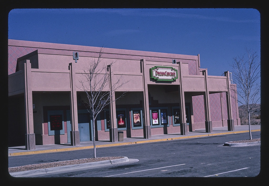 Dream Catcher Theater (a contemporary multiplex), angle 3, Route 285, Espanola, New Mexico (LOC)