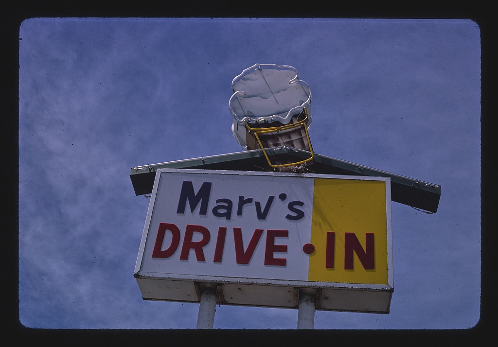 Marv's Drive-In ice cream sign, Rt. 50, Fallon, Nevada (LOC)