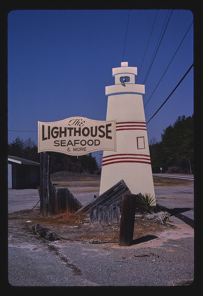 The Lighthouse Seafood & More Restaurant sign, Route 176, Pacolet, South Carolina (LOC)