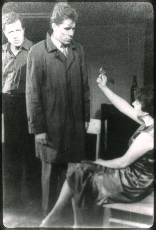 Reprofoto. "Ta oli neljas" (K. Simonov). Vanemuine 1961. Naine, kellega ta abiellus - Lia Laats, teine piloot - Jaan Saul, Tema - Einari Koppel.
