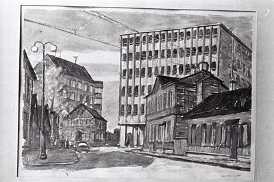 Kunstnik Märt Bormeistri monotüüpia Uus ja vana (1962.a.).  similar photo