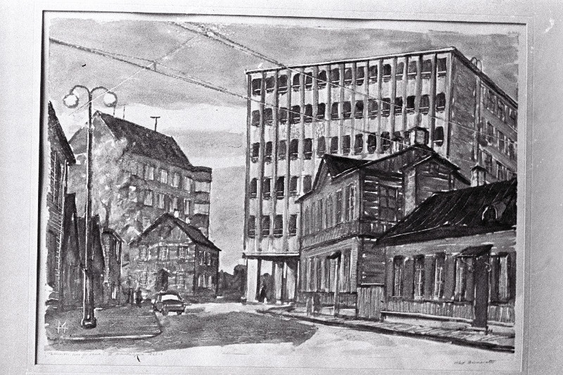 Kunstnik Märt Bormeistri monotüüpia Uus ja vana (1962.a.).