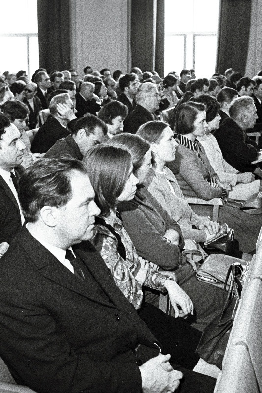 Vaade Poliitharidusmaja saali Keskrajooni parteiaktiivi koosoleku ajal.