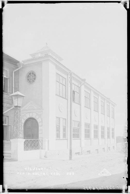 fotonegatiiv, Viljandi Eesti Haridusselts, kool, Jakobsoni tn 42 (Kõrgemäe tn tiib, ehitus 1923), u 1925, foto J. Riet  duplicate photo