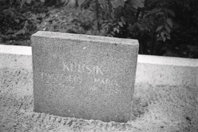 Pedagoogi, kirjamehe ja ühiskonnategelase Timotheos Kuusiku hauakivi Siselinna Aleksander Nevski kalmistul.