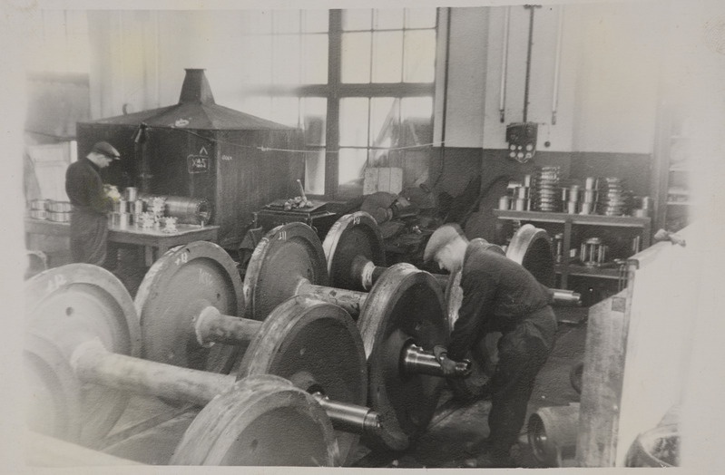 Tallinna vagunijaoskond: rull-laagritega rattapaaride ajutine remondiplats, märts 1959.
