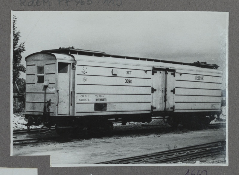 Eesti raudtee: kitsarööpmeline jäävagun nr 3090, ca 1960