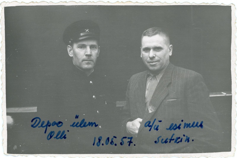 Tallinna Elektridepoo ülem Leonid Olli ja ametiühingu esimees Valentin Zudkin, 18.05.1957