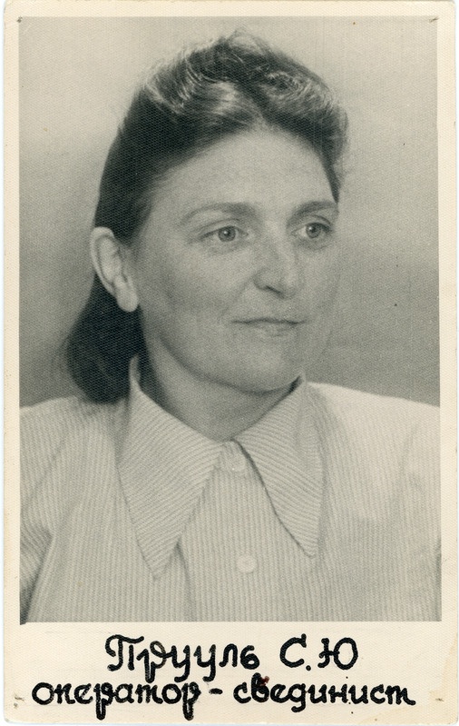 Tallinna raudteekonna operaator-teadustaja S. Pruul, 1950. aastad, portreefoto