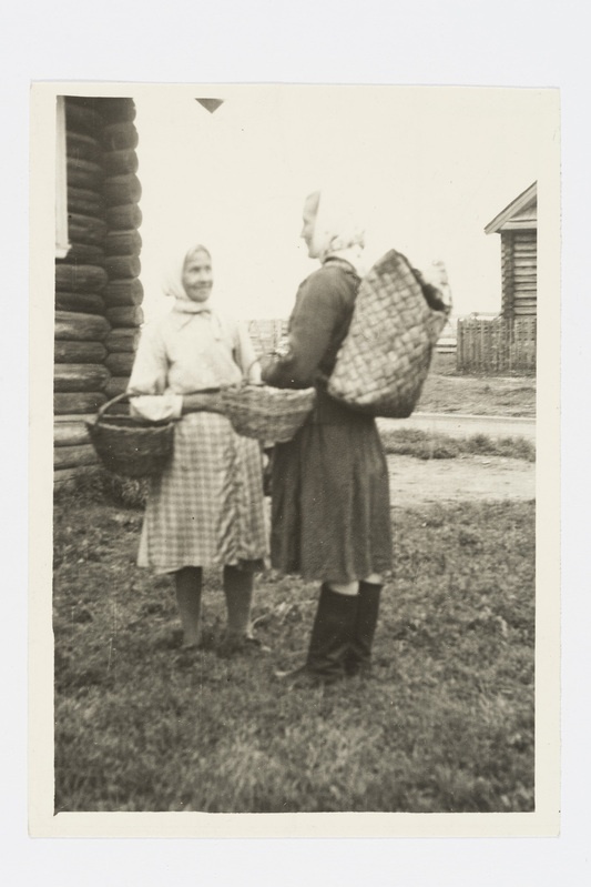 Seenele minejad, seljas märss, "kašali", käes korv, "burak". Vehrutšei k