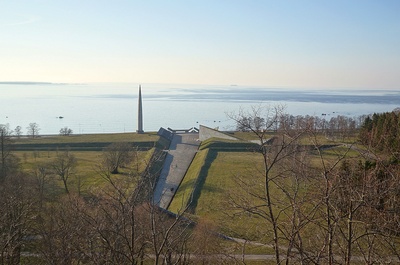 View from Lasnamäe to Maarjamäe memorial complex. rephoto
