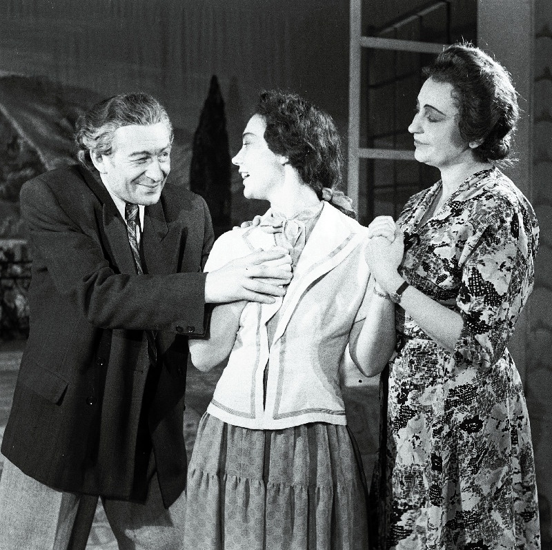 Stseen M. Baratašvili komöödiast Ritsikas. Vasakult: Irakli Namoradze, professor - kirurg - Valdeko Ratassepp, Marine Peradze, hüüdnimega Ritsikas - Linda Rummo, Jelene - Aino Talvi.