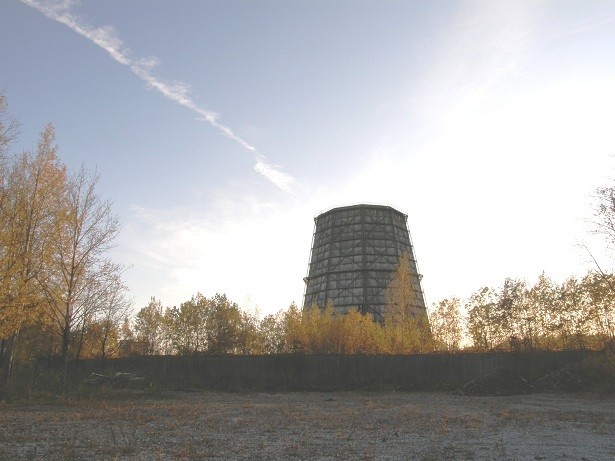 Tower of Kohtla-Järve thermal power plant and older part of Ida-Viru county Kohtla-Järve city of Ahtme district, Ritsika tn