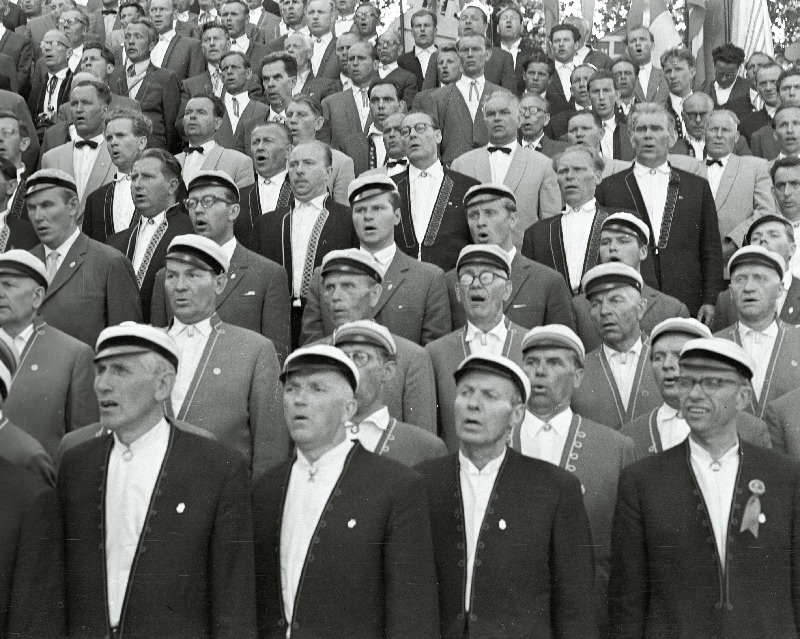 Vaade lauljatele Viljandis toimunud meeste laulupäeval.