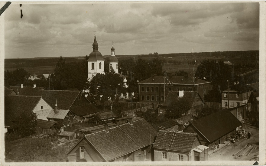 Kõrgvaade Võru linnale, keskel kiriku