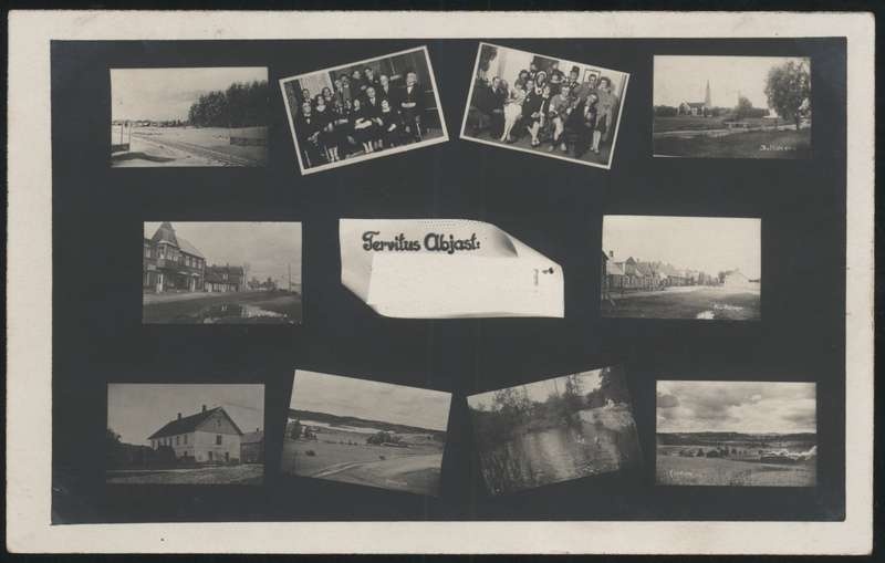 fotopostkaart, Halliste khk, Abja-Paluoja, 8 vaadet ja 2 grupipilti ühel postkaardil, u 1930