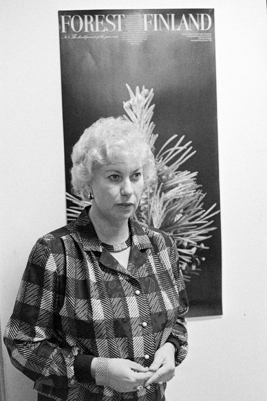 Näitusi korraldava firma "Prico Oy" juhataja Pirkko Erkkilä.