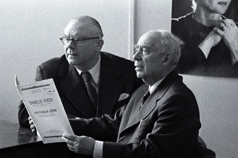 NSV Liidu rahvakunstnikud RAT "Estonia" ooperisolist Tiit Kuusik ja helilooja Eugen Kapp (paremal).