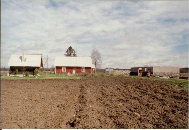 värvifoto Kareda küla vaade, Koru talu loomalaut 1997