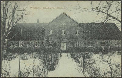 trükipostkaart, Viljandi kihelkonna koolimaja, u 1915, H. Leokese kirjastus (Wiljandi)  duplicate photo