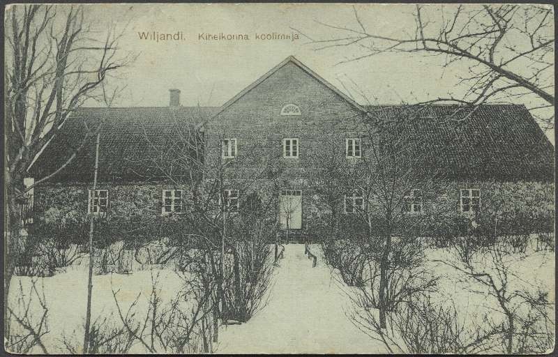 trükipostkaart, Viljandi kihelkonna koolimaja, u 1915, H. Leokese kirjastus (Wiljandi)