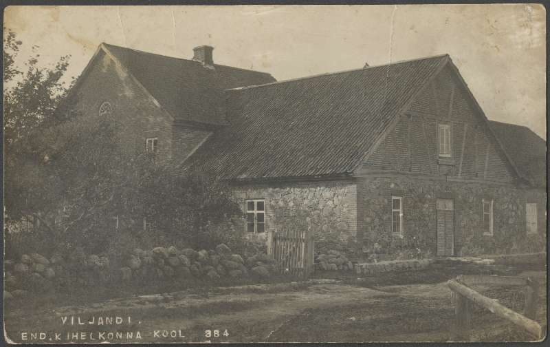 fotopostkaart, Viljandi kihelkonna koolimaja, u 1925, foto J. Riet