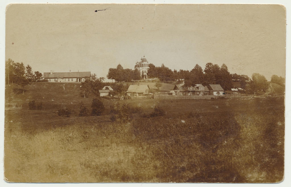foto Viljandimaa, Tuhalaane vaade, kool, kirik 1913 foto A.Loit
