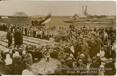 foto, uue koolimaja nurgakivi panek Türil 1923.a.  duplicate photo