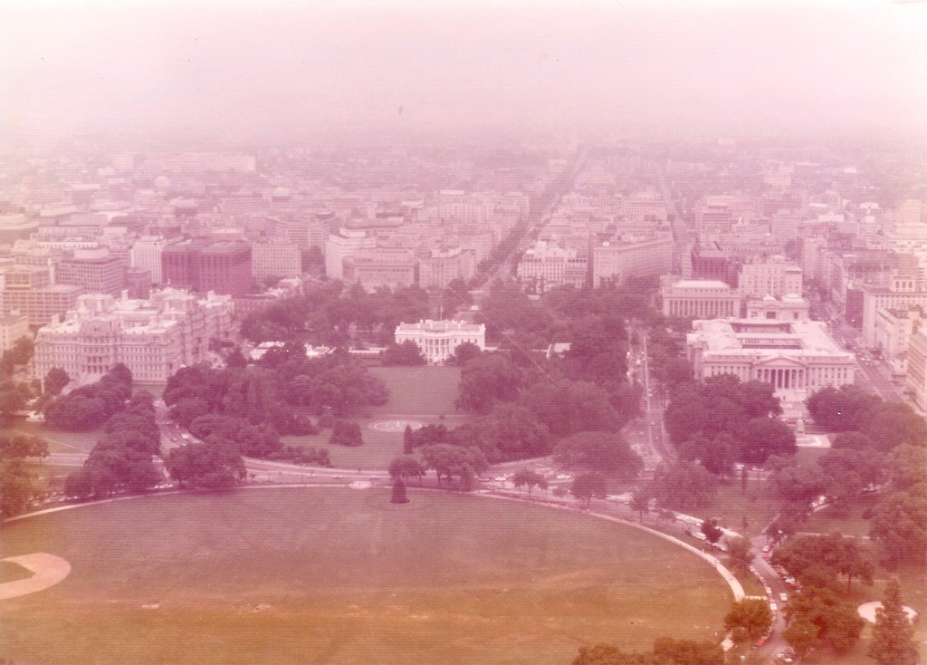 Washington D C August 1975 - White House from Washington Monument - Washington, D. C., August 1975.