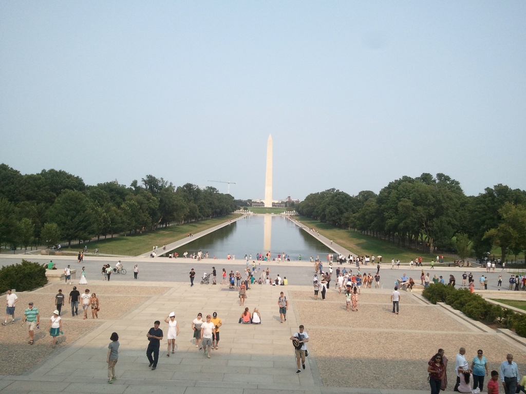 View of the Washington Memorial from the bottom of the steps of Lincoln Memorial - Lincoln Memorial, West Potomac Park Monumental Core