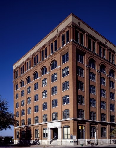 View of the Texas School Book Depository in Dallas, Texas, from which, according to the Warren Commission, Lee Harvey Oswald killed President John F. Kennedy in 1963, LCCN2011633319 - Title: View of the Texas School Book Depository in Dallas, Texas, from which, according to the Warren Commission, Lee Harvey Oswald killed President John F. Kennedy in 1961
Physical description: 1 transparency : color ; 4 x 5 in. or smaller.

Notes: Title, date, and keywords provided by the photographer.; Digital image produced by Carol M. Highsmith to represent her original film transparency; some details may differ between the film and the digital images.; Forms part of the Selects Series in the Carol M. Highsmith Archive.; Gift and purchase; Carol M. Highsmith; 2011; (DLC/PP-2011:124).; Credit line: Photographs in the Carol M. Highsmith Archive, Library of Congress, Prints and Photographs Division.