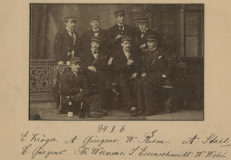 Osa korporatsiooni "Livonia" 1894. a II semestri värvicoetusest, grupifoto