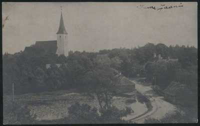 fotopostkaart, Suure-Jaani khk, Suure-Jaani, järv, kirik, ümbrus. u 1920  duplicate photo