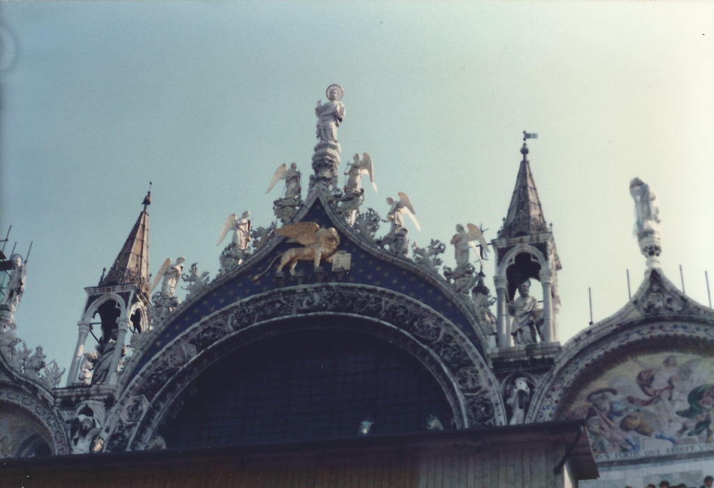 St. Mark's Basilica, Venice, September 1984 (01) - Pediment of St. Mark's Basilica, Venice, Italy, September 1984