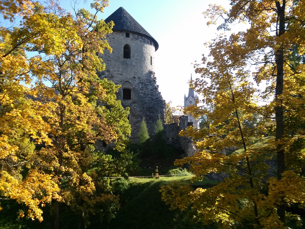 Cēsis Castle west tower in autumn 2014 - This is a photo of cultural heritage monument of Latvia number