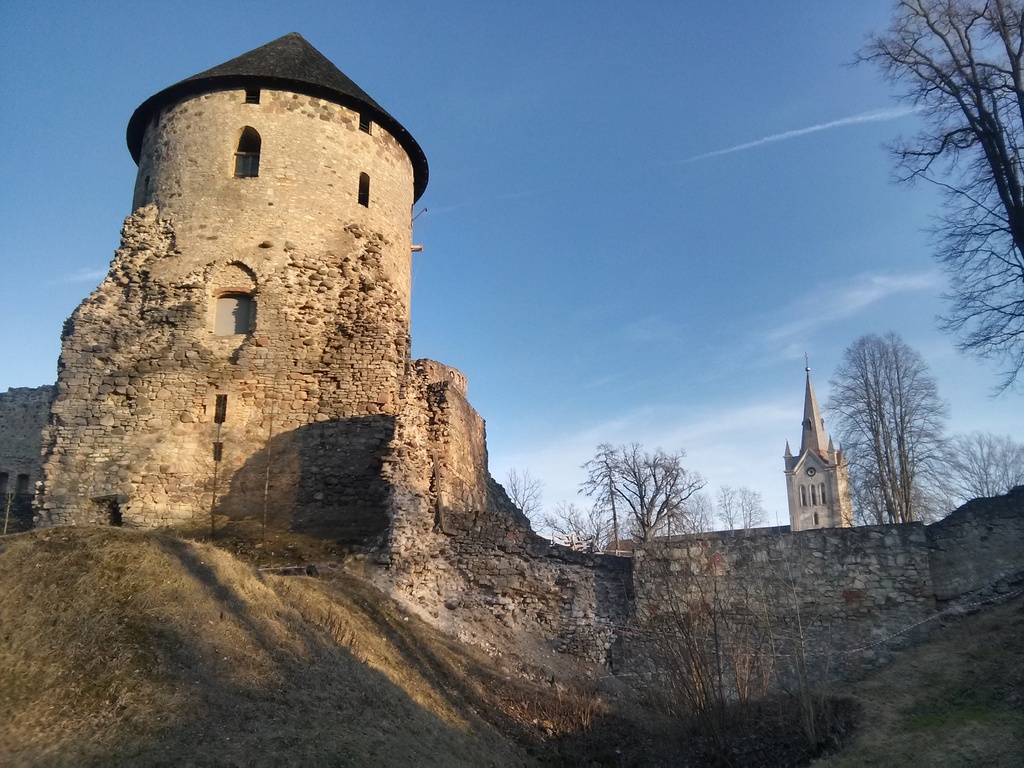 Cēsis Castle west tower in spring 2015 - This is a photo of cultural heritage monument of Latvia number