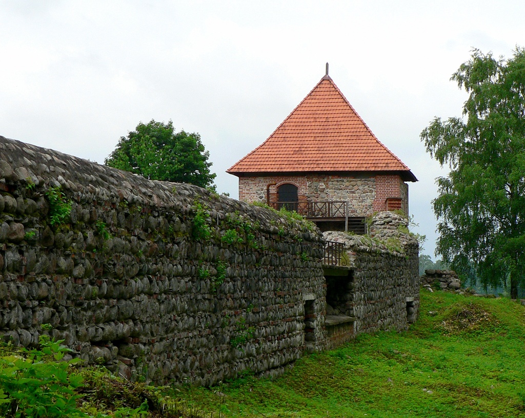 Trakai old castle - The wall of the old castle on peninsula in Trakai, Lithuania.