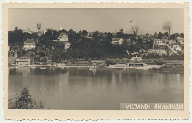 foto, Viljandi järv, rannahooned, majad mäeveerul, u 1960