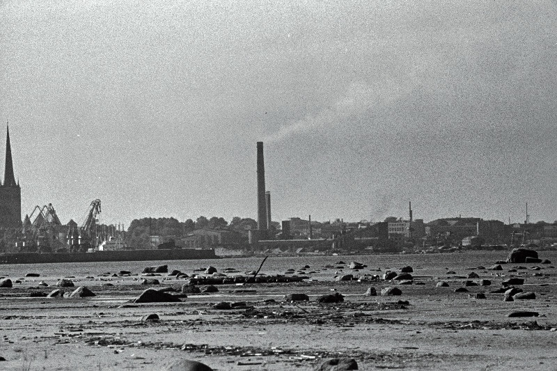 Tallinna panoraam (võetud Piritalt) ja valge reisijate laev saabub Tallinna.