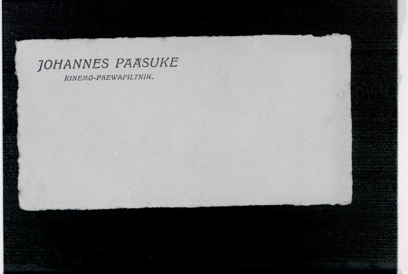 Fotograaf Johannes Pääsukese nimekaart (1892-1917).