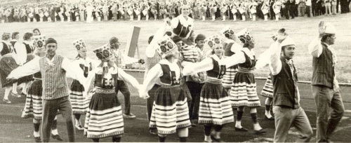 Iisaku rahvatantsijad Tallinna tantsupeol 1973