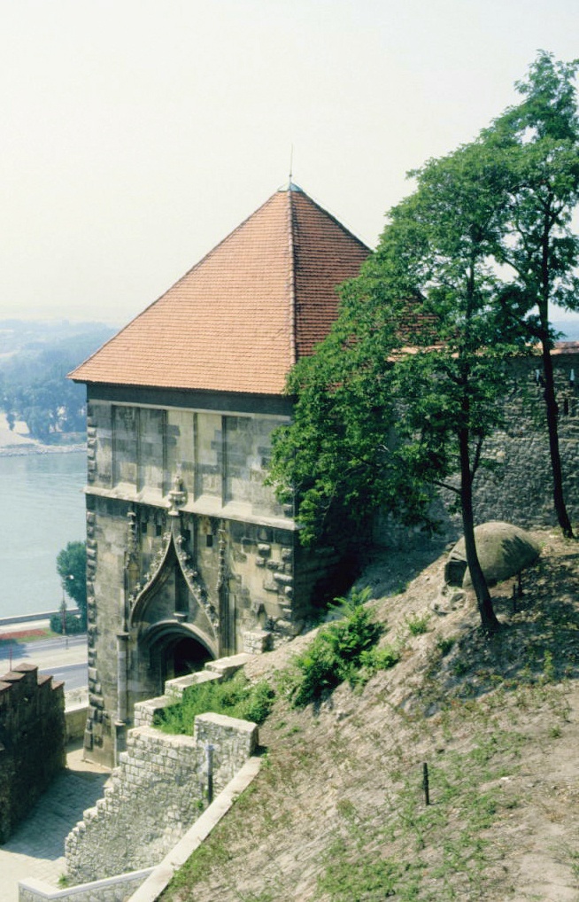 Bratislava 1988 02 - Sigismund Gate and World War II bunker. Bratislava, Czechoslovakia [actually Slovakia]