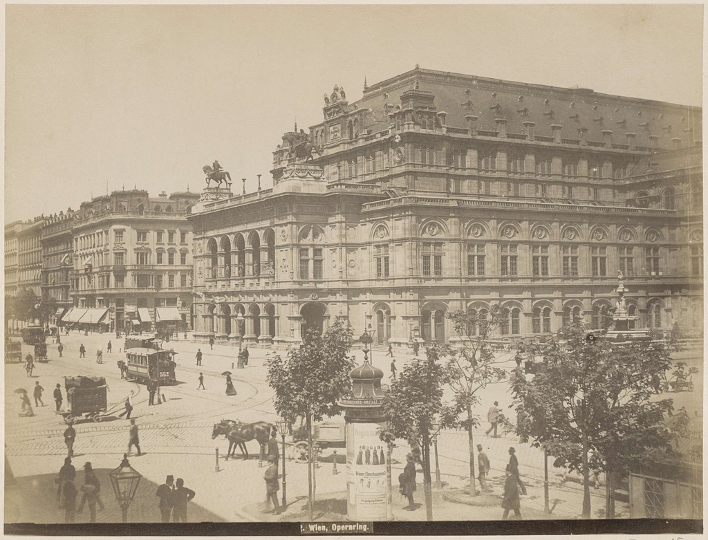 Wien, Opernring., Exterieur van de Weense Staatsopera aan de Opernring in Wenen