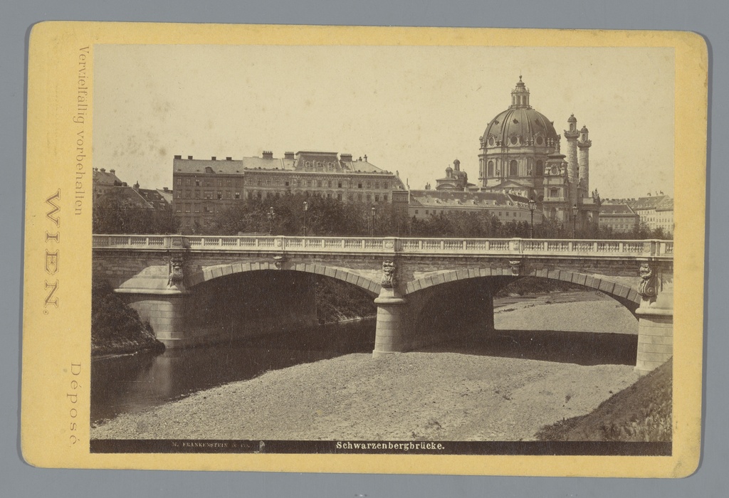 Wien, Gezicht op de de Schwarzenbergbrücke en de Karlskirche in Wenen, Schwarzenbergbrücke