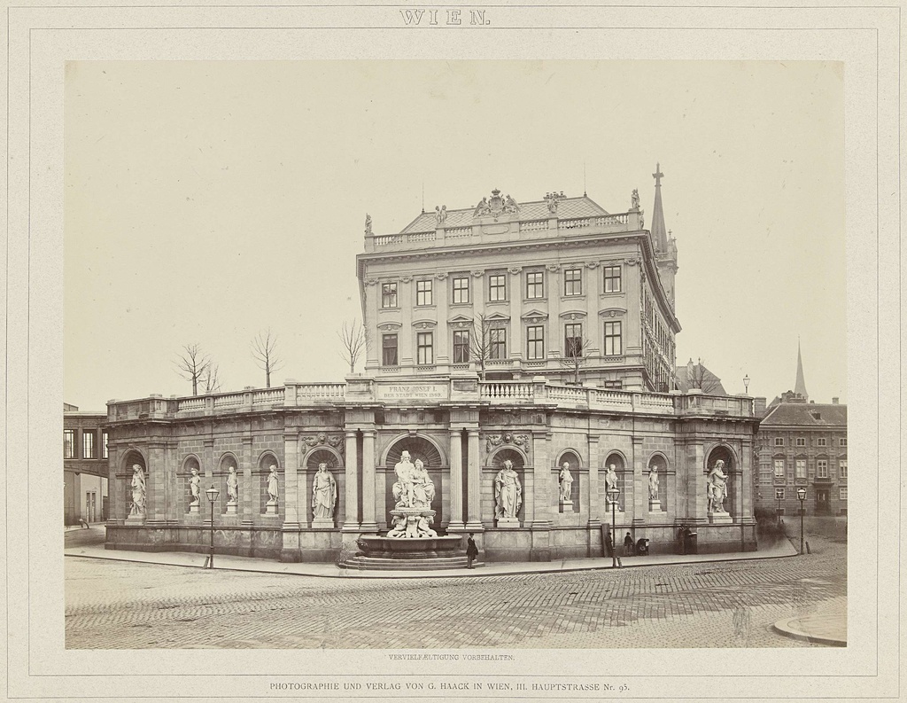 Wien, Albrechtsbrunnen en het paleis Erzherzog in Wenen