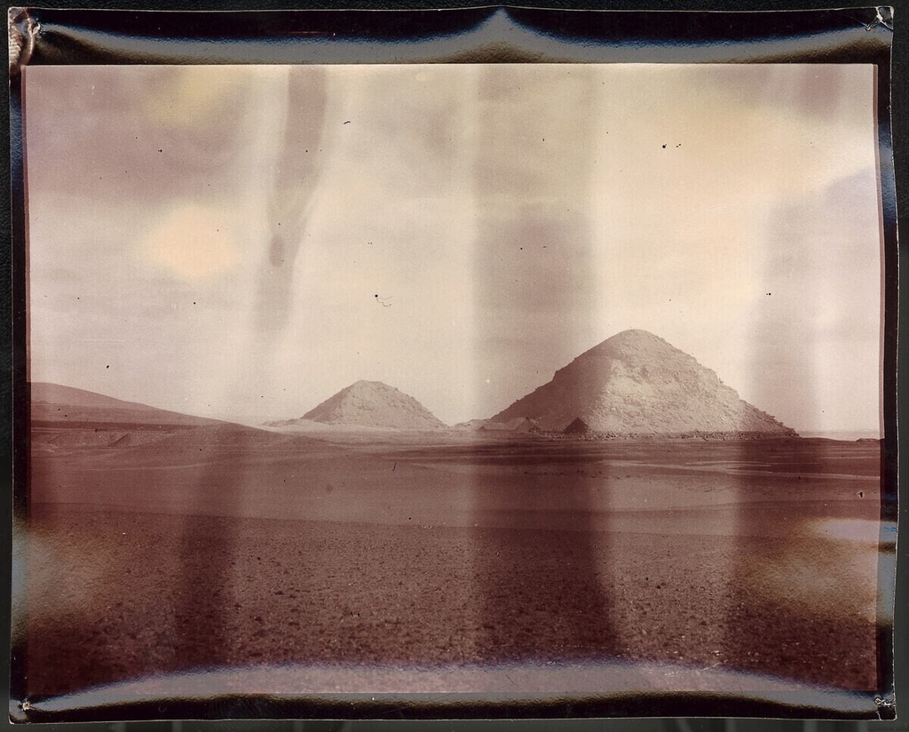 Cairo, the two pyramids of Abusir - Caption: verso: M. “1709 W/III/Cairo: The two pyramids of/Abusir (5th Dyn.),” l. “18 XI 1908/1.30” (pencil, vertical)