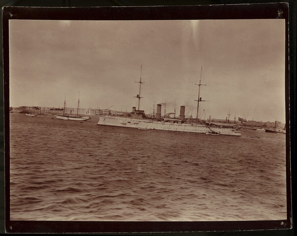 Port of Alexandria, German warship “Hertha” - Caption: verso: M. “1937 W/III/Port of Alexandria:/German warship ‘Hertha’/12 XI 10/2.35” (pencil, vertical)