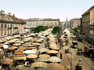Flickr - …trialsanderrors - Naschmarkt, Vienna, Austria-Hungary, ca. 1895 - Photochrom print by Photoglob Zürich, between 1890 and 1900.
From the Photochrom Prints Collection at the Library of Congress
More photochroms from Austria-Hungary | More photochrom prints

[PD] This picture is in the public domain  duplicate photo