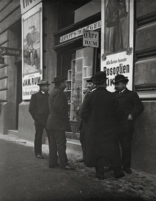 Emil Mayer 060 - Schnapsbrüder vor einer Branntweinschenke, Wienb, Tiefer Graben 20